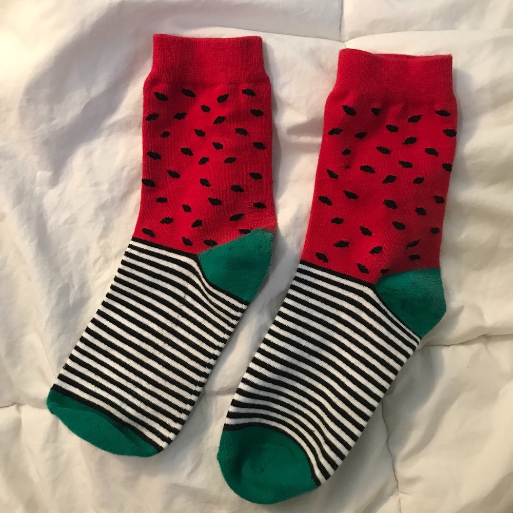 Watermelon Striped Green and Red Tall socks